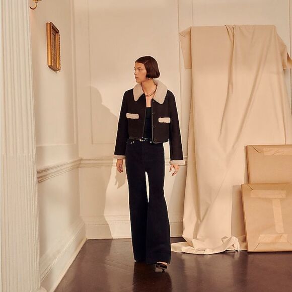 NWT J CREW Tall wide-leg corduroy trouser in black 32 TALL - Picture 8 of 12